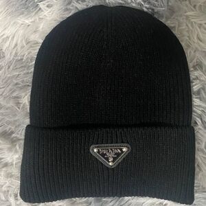 Prada Classic Black Ribbed Beanie